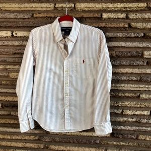 Ralph Lauren Polo Sport Red Striped Classic Button Front Shirt Size 10